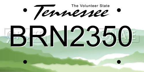BRN2350 Tennessee License Plate