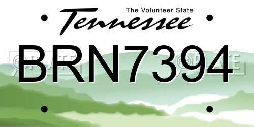BRN7394 Tennessee License Plate