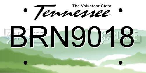 BRN9018 Tennessee License Plate
