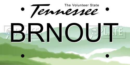 BRNOUT Tennessee License Plate
