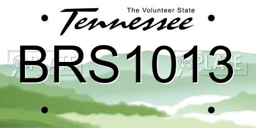 BRS1013 Tennessee License Plate