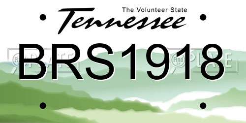 BRS1918 Tennessee License Plate