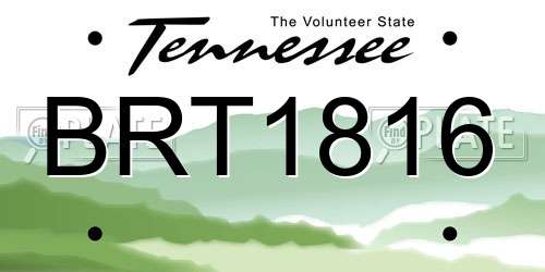 BRT1816 Tennessee License Plate