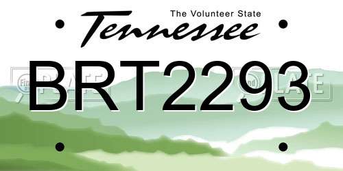 BRT2293 Tennessee License Plate