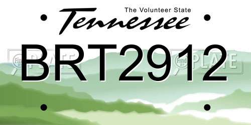 BRT2912 Tennessee License Plate