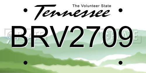 BRV2709 Tennessee License Plate