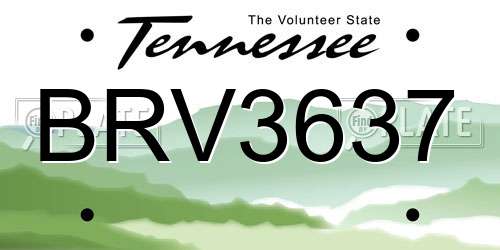 BRV3637 Tennessee License Plate