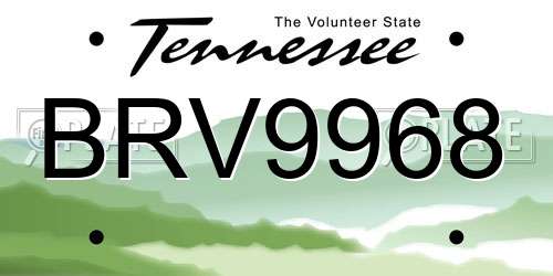 BRV9968 Tennessee License Plate