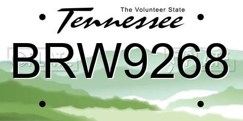 BRW9268 Tennessee License Plate