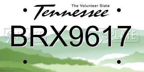 BRX9617 Tennessee License Plate