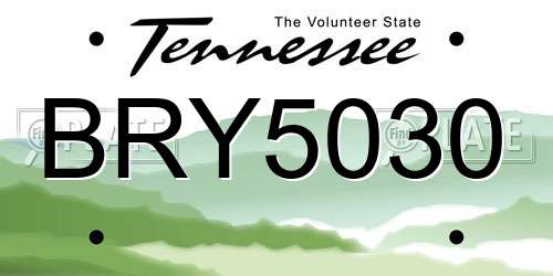 BRY5030 Tennessee License Plate