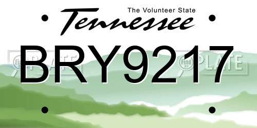BRY9217 Tennessee License Plate