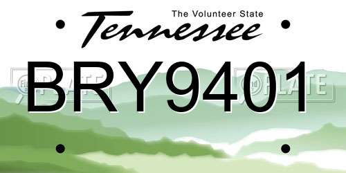 BRY9401 Tennessee License Plate