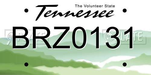 BRZ0131 Tennessee License Plate
