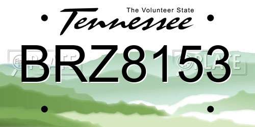 BRZ8153 Tennessee License Plate