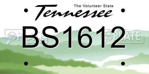 BS1612 Tennessee License Plate