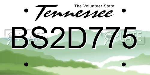 BS2D775 Tennessee License Plate
