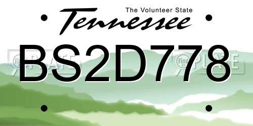 BS2D778 Tennessee License Plate