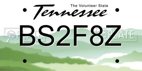 BS2F8Z Tennessee License Plate