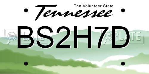 BS2H7D Tennessee License Plate