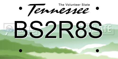 BS2R8S Tennessee License Plate