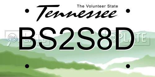 BS2S8D Tennessee License Plate