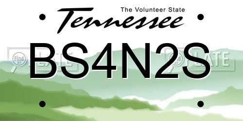 BS4N2S Tennessee License Plate