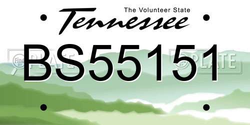 BS55151 Tennessee License Plate