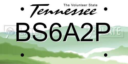 BS6A2P Tennessee License Plate