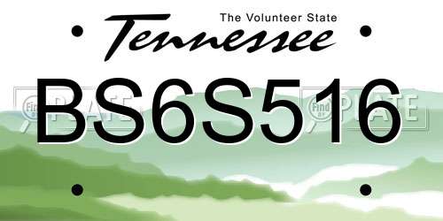 BS6S516 Tennessee License Plate