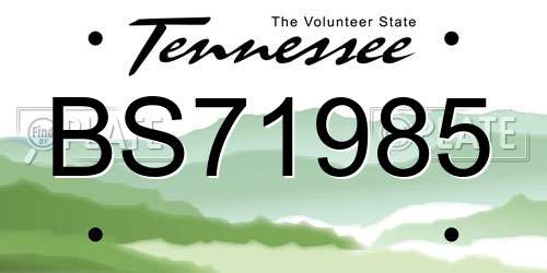 BS71985 Tennessee License Plate