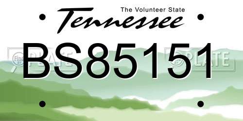BS85151 Tennessee License Plate