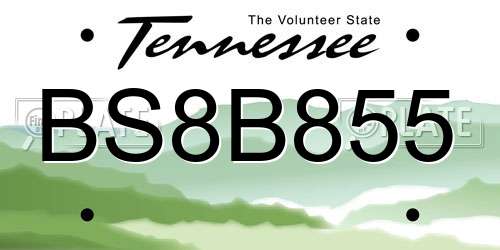 BS8B855 Tennessee License Plate