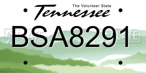 BSA8291 Tennessee License Plate
