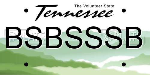 BSBSSSB Tennessee License Plate