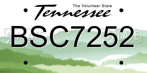 BSC7252 Tennessee License Plate