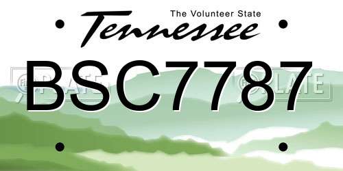 BSC7787 Tennessee License Plate