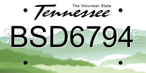 BSD6794 Tennessee License Plate