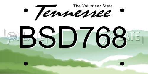 BSD768 Tennessee License Plate