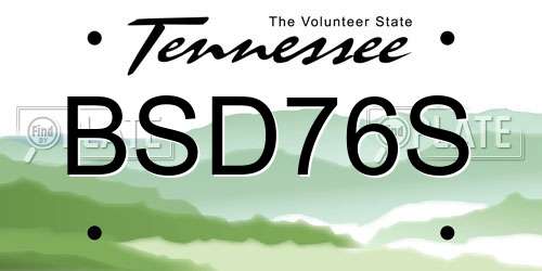 BSD76S Tennessee License Plate