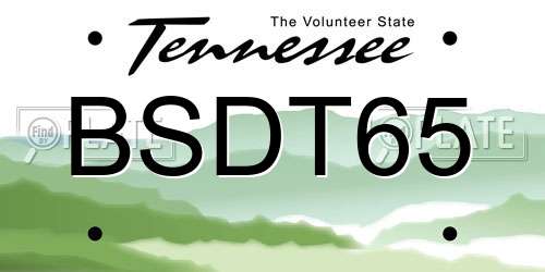 BSDT65 Tennessee License Plate
