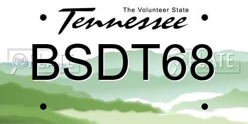 BSDT68 Tennessee License Plate