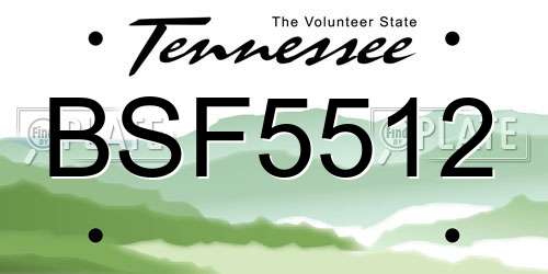 BSF5512 Tennessee License Plate