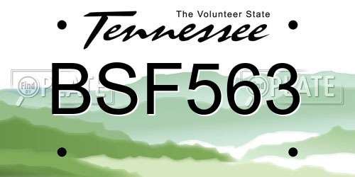 BSF563 Tennessee License Plate