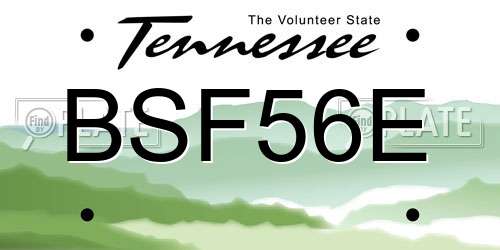 BSF56E Tennessee License Plate