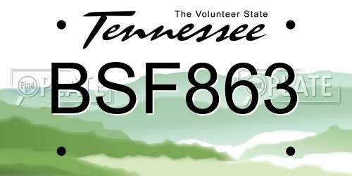 BSF863 Tennessee License Plate