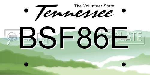 BSF86E Tennessee License Plate