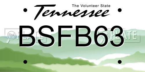 BSFB63 Tennessee License Plate