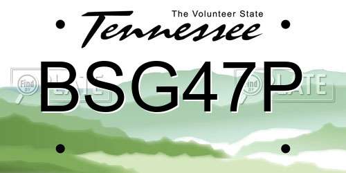 BSG47P Tennessee License Plate