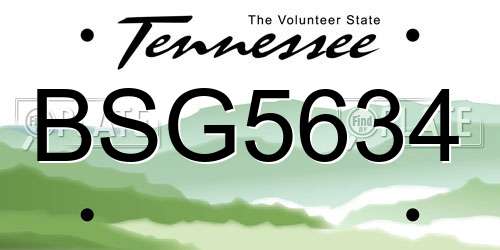 BSG5634 Tennessee License Plate